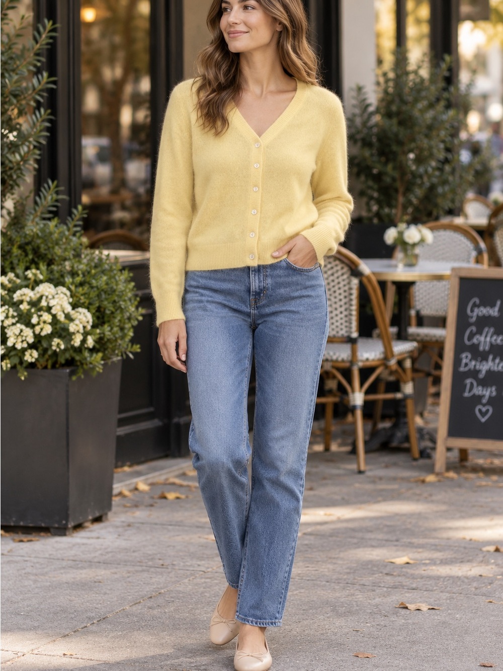 J.Crew 100% Cashmere Yellow Sweater — Size Medium